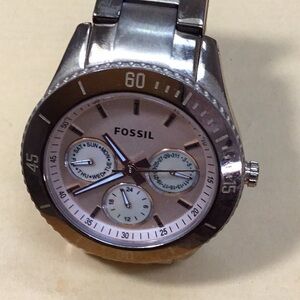 Fossil Silver Chronograph Watch with Stainless Steel Band